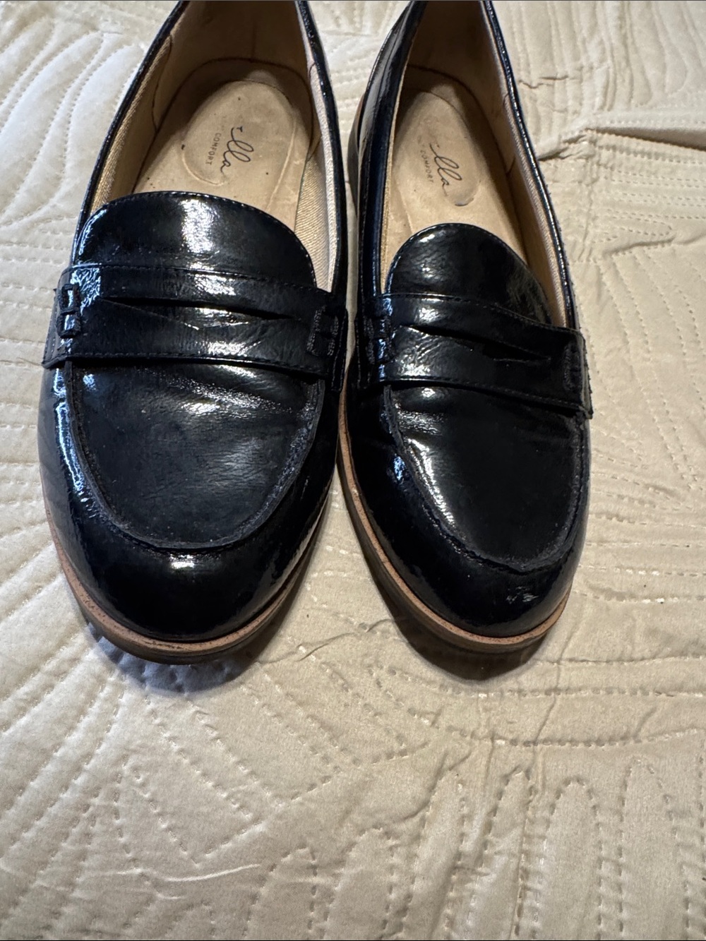 Ella Black Patent Leather Penny Loafers 9.5
